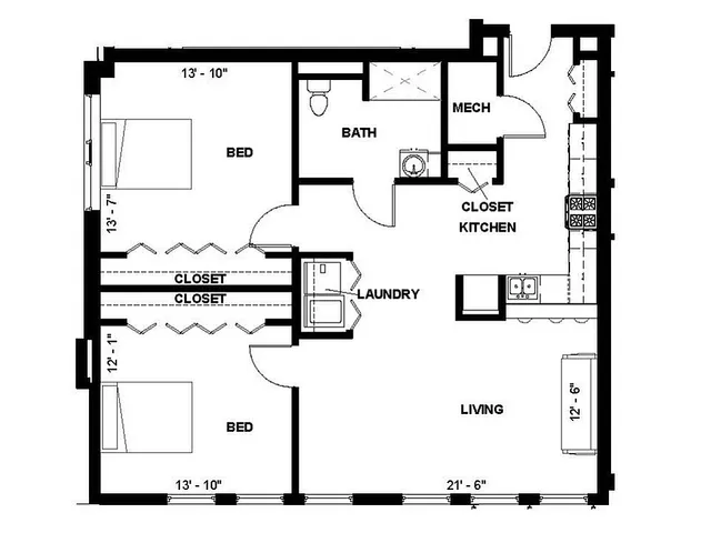 Florence Fay - 2 Bedroom Floorplan