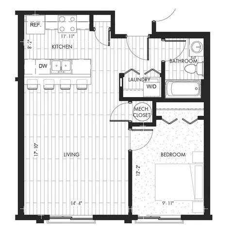 Monon Lofts - 1 Bedroom Floorplan