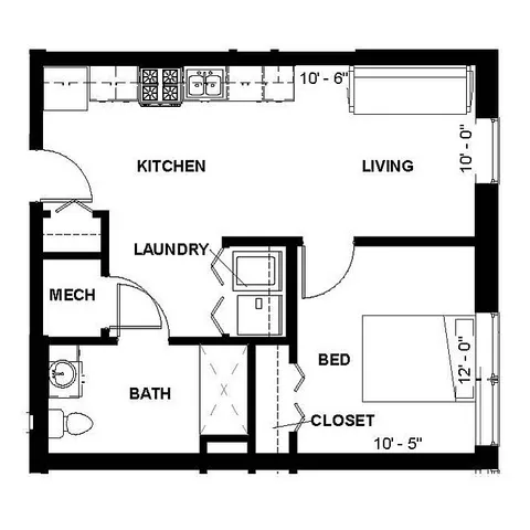 Florence Fay - One Bedroom Floorplan