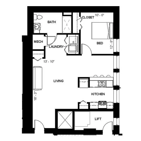 Florence Fay - 1B-H Floorplan