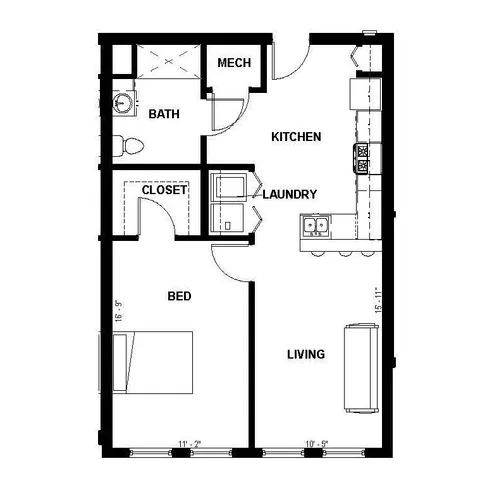 Florence Fay - Unit 1B-B Floorplan