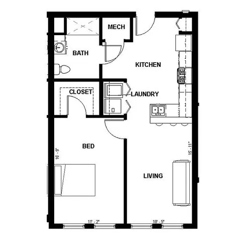 Florence Fay - 1B-B Floorplan