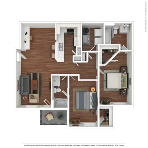 2 Bedroom Floor Plan | Apartments Near University of Alabama | Vie at University Downs