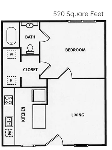 1 Bedroom 520 SQFT