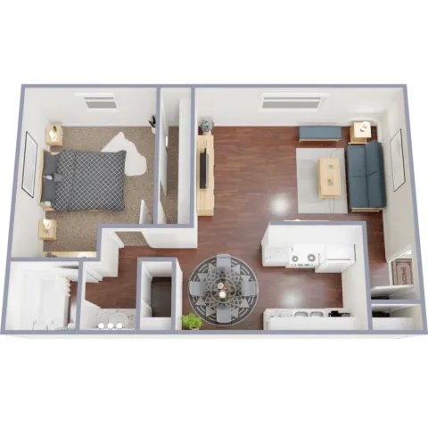 1 Bed 1 Bath apartment floor plan