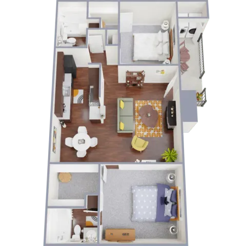 2 Bed 2 Bath Spacious Floor Plan