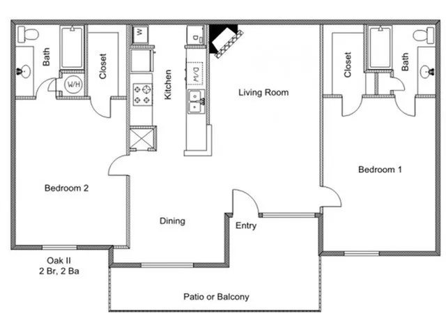 Oak II 968 sq ft