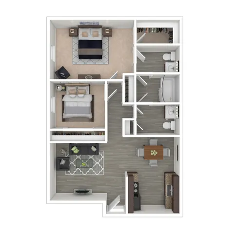 2500 Place - Two-Bedroom Floorplan