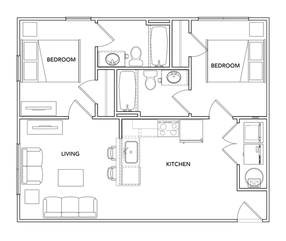 The Mallard on Milgen - Two-Bedroom Floorplan