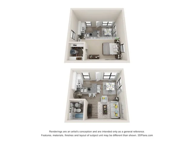 Edison floor plan with 1 bedroom and 1 bathroom