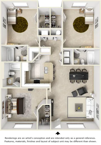 Smithsonian 3 bedrooms 3 bathrooms floor plan.