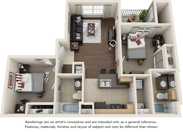 Betts 2 bedrooms 2 bathrooms floor plan