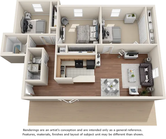 Penthouse 3 bedrooms 2 bathrooms floor plan