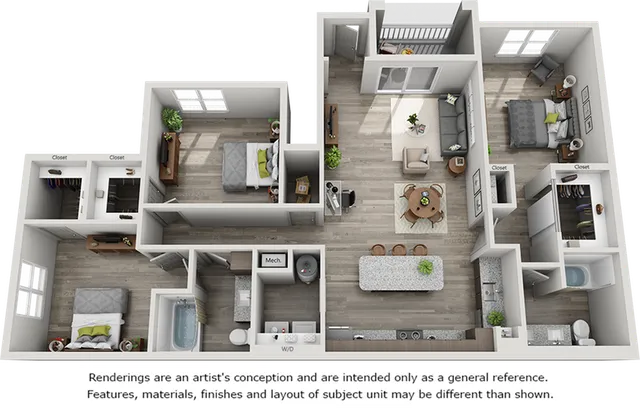 Churchill 3 bedrooms and 2 bathrooms floor plan