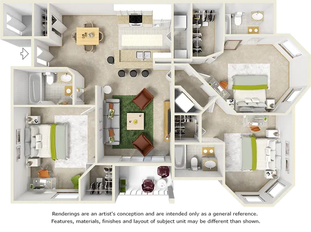 Willow 3 bedrooms 3 bathrooms floor plan