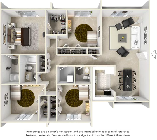 The Palm 4 bedrooms 2.5 bathrooms floor plan