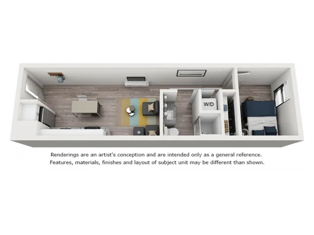 Alpha 1 bedroom 1 bathroom floor plan