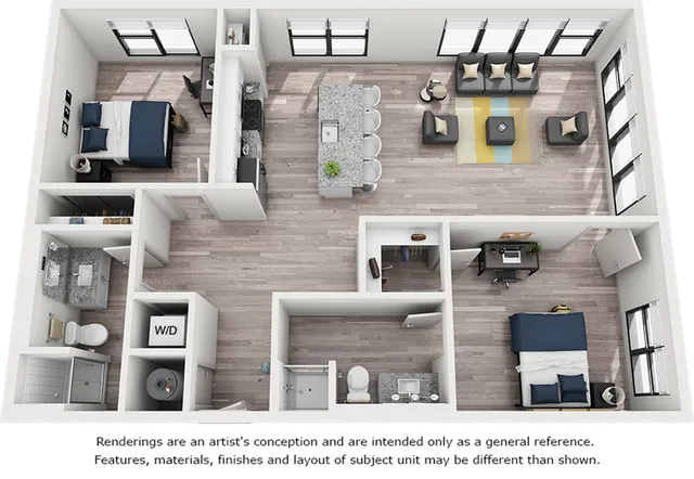 Titan 2 bedrooms 2 bathrooms floor plan