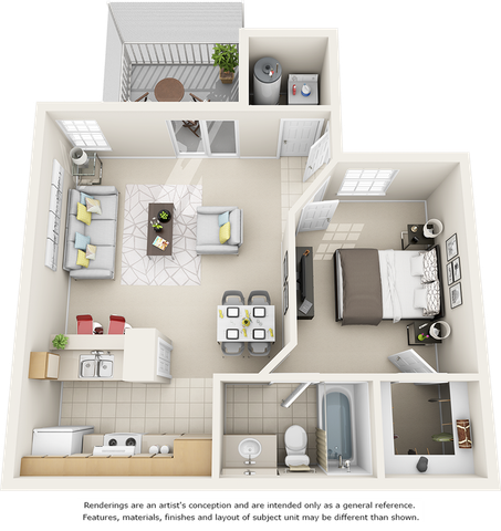 Sago 1 bedroom 1 bathroom floor plan with premium finishes