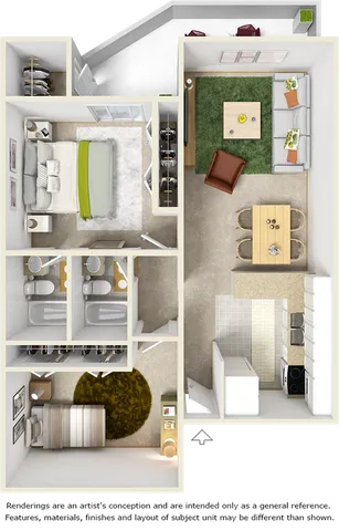 Seminole 2 bedrooms and 2 bathrooms floor plan