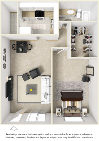 Bel-Air 1 bedroom 1 bathroom floor plan