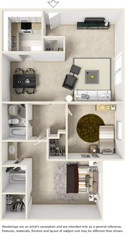 Bel-Air 2 bedroom and 2 bathroom floor plan
