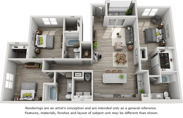 Keeneland floor plan with 3 bedrooms and 3 bathrooms