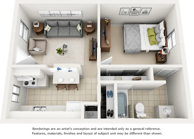 Oasis 1 bedroom 1 bathroom floor plan