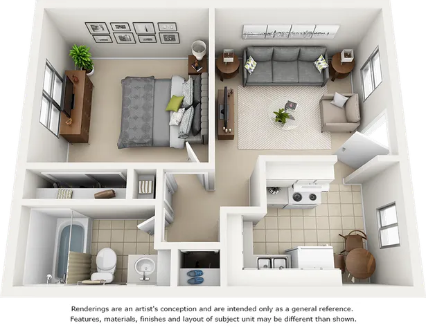 Terrace 1 bedroom 1 bathroom with enhanced finishes floor plan