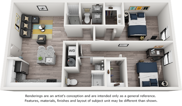 Zeta 2 bedrooms 2 bathrooms floor plan