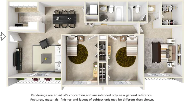 The Lantana 3 bedrooms 2 bathrooms floor plan
