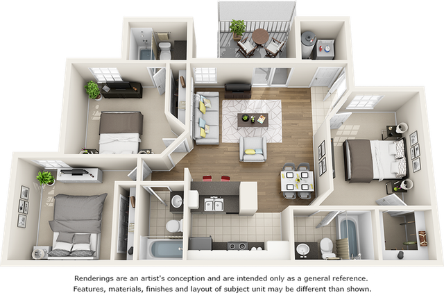 Laurel Oak  3 bedrooms 3 bathrooms floor plan
