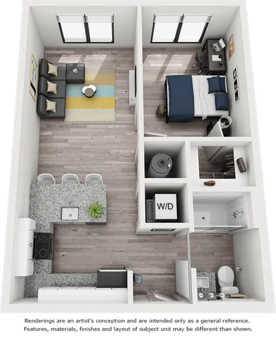 Duke 1 bedroom 1 bathroom floor plan