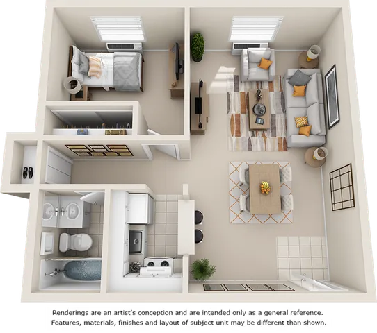 Dogwood 1 bedroom 1 bathroom floor plan