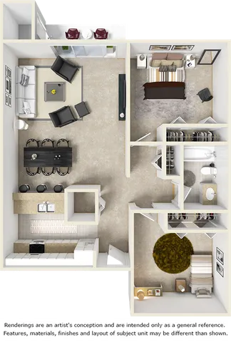 Harmony 2 bedrooms 1 bathroom floor plan