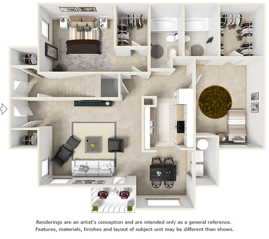 Abernethy 2 bedrooms 2 bathrooms floor plan