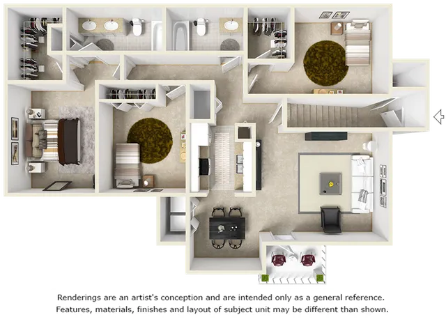 Gathering 3 bedrooms 2 bathrooms floor plan