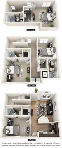 Penthouse 4 bedrooms 4 bathrooms floor plan.