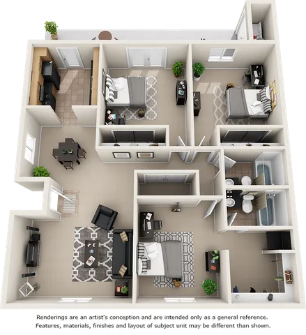 Geneva 3 bedrooms 2 bathrooms with wood style floors floor plan.