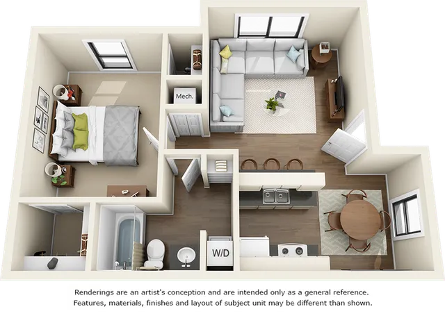 Dogwood 1 bedroom 1 bathroom floor plan