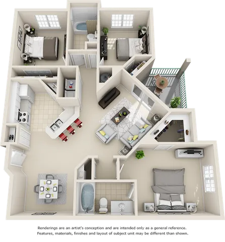 Venezia 3 bedrooms 2 bathrooms floor plan