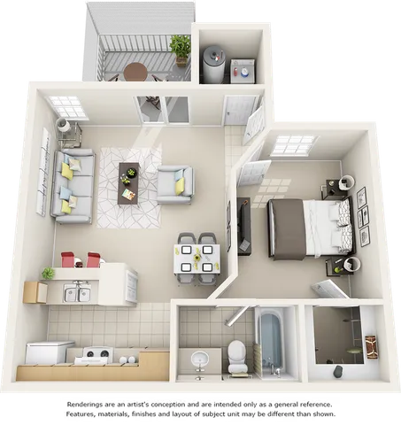 Vaulted Magnolia  1 bedroom 1 bathroom floor plan