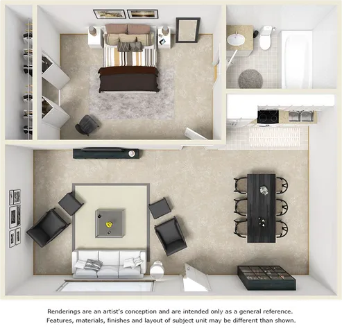 Tranquility 1 bedroom 1 bathroom floor plan