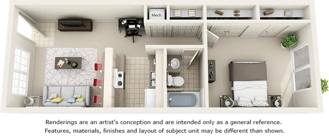 Manchester 1 bedroom 1 bathroom floor plan