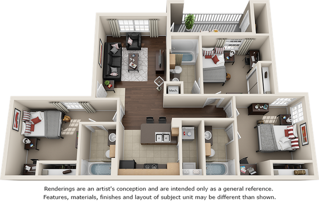 Oteil 3 bedrooms 3 bathrooms floor plan