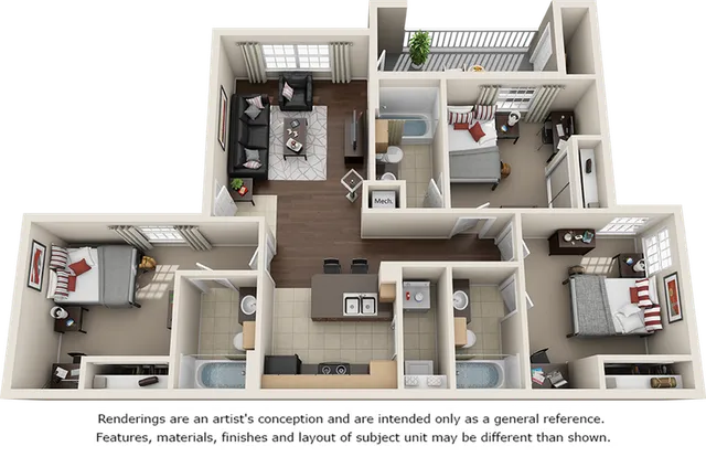 Oteill 3 bedrooms 3 bathrooms floor plan