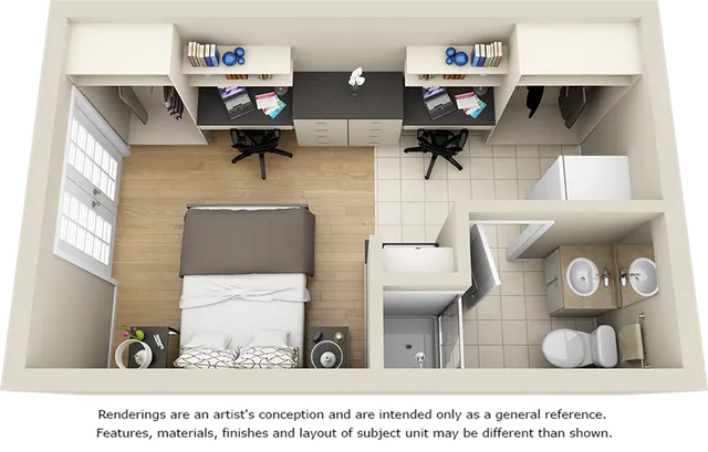 Champion\'s Club upgraded 1 bathroom studio floor plan