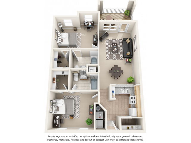 Waterton with wood style floors. 2 bedrooms and 2 bathrooms.
