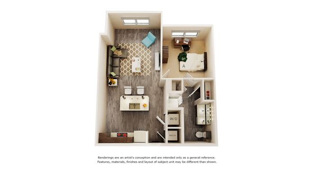 Tesla 1 bedroom 1 bathroom floor plan