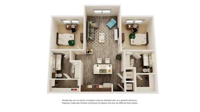 Jobs 2 bedrooms 2 bathrooms floor plan
